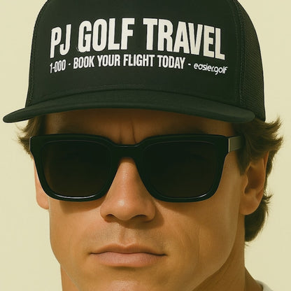 PJ Golf Travels Unisex Trucker Cap - Black
